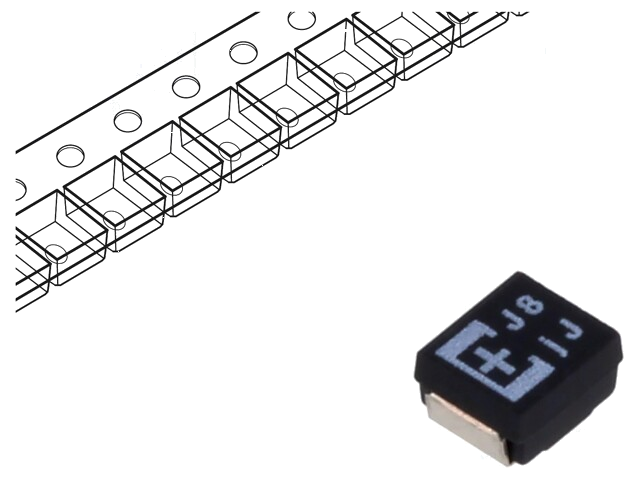 Condensator: tantaal-polymeer; low ESR; 220uF; 6,3VDC; TPE; SMD Condensator: tantaal-polymeer; low ESR; 220uF; 6,3VDC; TPE; SMD
